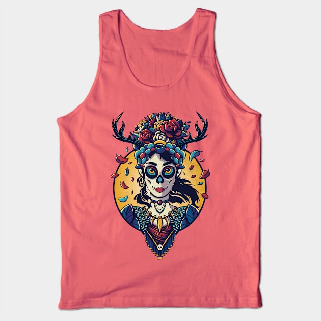 Day of the Dead - Antler Girl Tank Top by LAckas